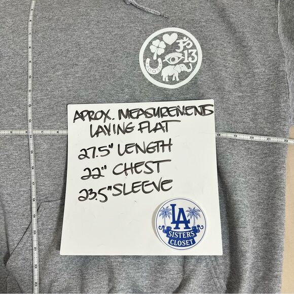 Jennifer Meyer Women's Size Large Grey White Good Luck Charm Hoodie Sweatshirt - Picture 15 of 16
